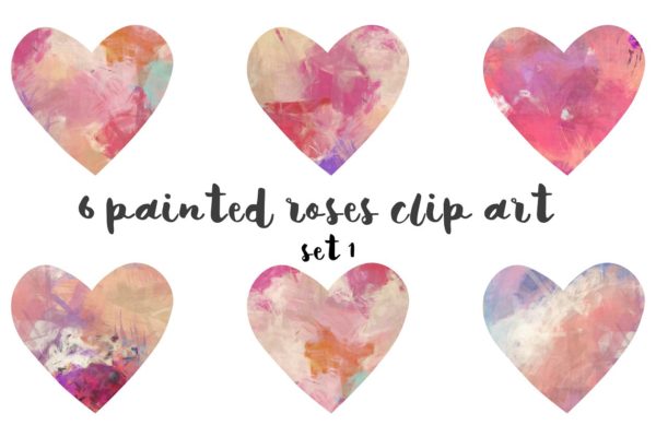 彩绘心形剪贴画集 Painted hearts clipart set 1缩略图 彩绘心形剪贴画集 Painted hearts clipart set 1