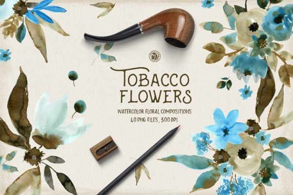 水彩烟草花花卉剪贴画素材集 Tobacco Flowers缩略图 水彩烟草花花卉剪贴画素材集 Tobacco Flowers
