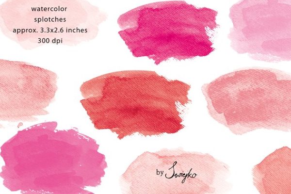 手绘水彩斑点色块艺术插画 Watercolor Splotches,Strokes缩略图 手绘水彩斑点色块艺术插画 Watercolor Splotches,Strokes