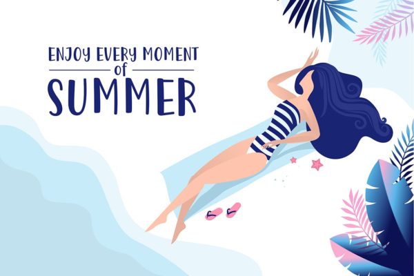 夏日欢乐时光矢量Banner插画v2 Summer time banner