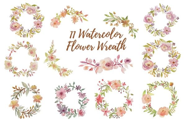 11组花环水彩插画素材 11 Watercolor Flower Wreath Graphics Illustrator缩略图 11组花环水彩插画素材 11 Watercolor Flower Wreath Graphics Illustrator