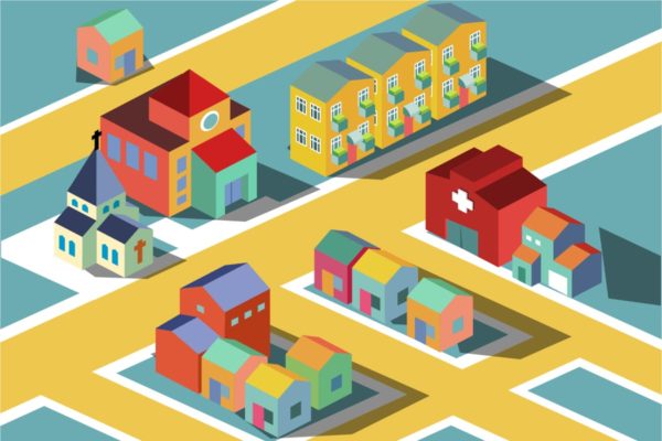 多彩等距社区邻居场景矢量插画v1 colorful Small neighborhood.缩略图 多彩等距社区邻居场景矢量插画v1 colorful Small neighborhood.