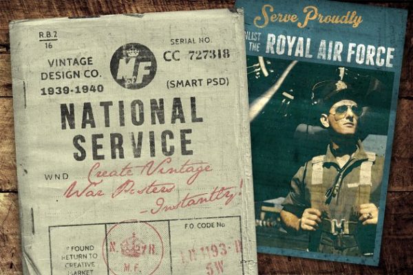 复刻一战二战时期兵役海报模板图层样式 National Service – War Posters Kit