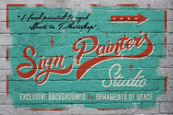 手绘广告牌效果图层样式 Sign Painter’s Studio