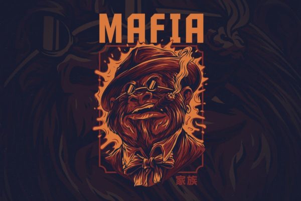 黑手党形象T恤印花图案设计 Mafia Ver 2