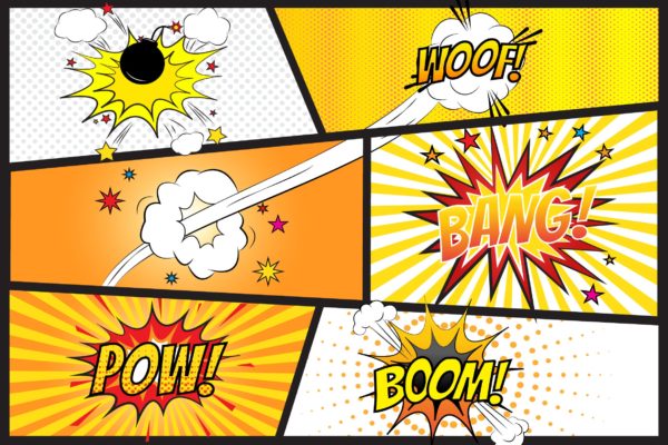 漫画爆炸图手绘矢量图形素材 Comic Blaster Vector