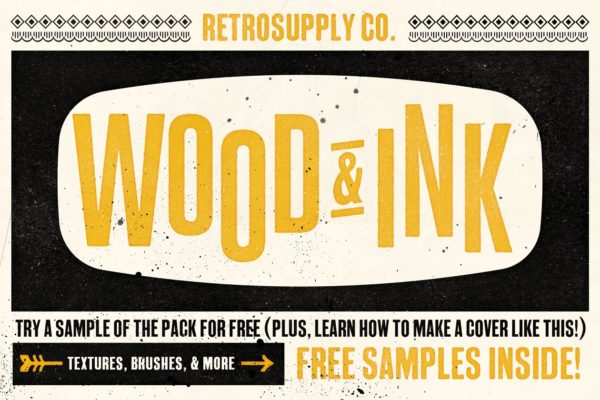 木材和墨水纹理、样式&笔刷包 Wood & Ink | Texture Pack