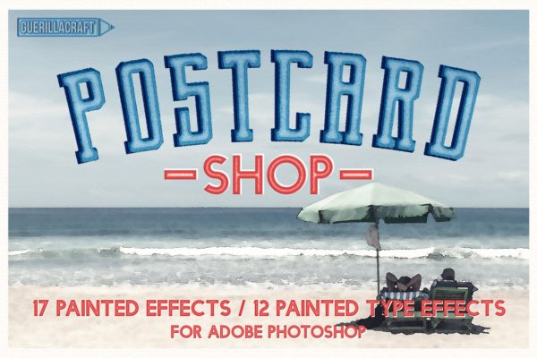 油画风格明信片效果图层样式 Postcard Shop for Adobe Photoshop