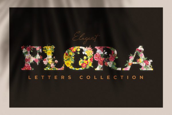 复古风格花卉字母&数字设计PNG素材 Vintage Flower Alphabet