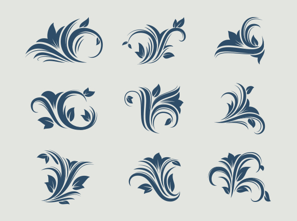 花卉装饰设计元素素材 Floral Decorative Design Elements