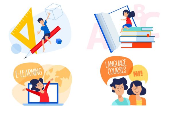 校园场景学习主题矢量插画素材 Education illustrations