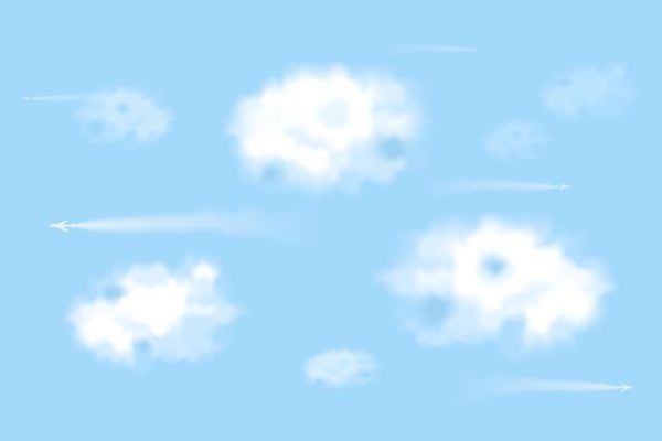 蓝天白云里飞行的飞机矢量图  Planes in the sky