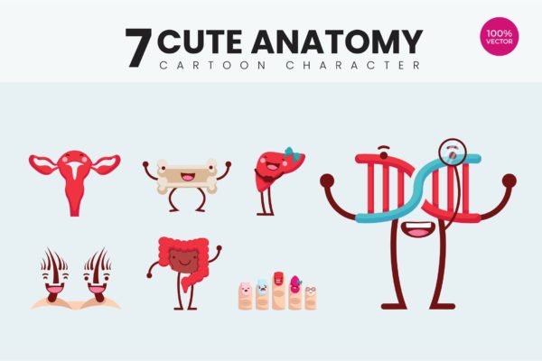 7个人体解剖图卡通形象矢量插画v3 7 Cute Human Anatomy Vector Illustration Vol.3缩略图 7个人体解剖图卡通形象矢量插画v3 7 Cute Human Anatomy Vector Illustration Vol.3