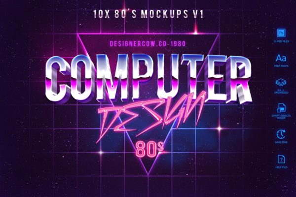 80年代复古风格文本特效文字样式v1 80’s Style Text Mockups V1