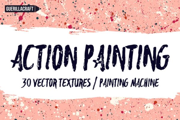 油画污迹癍迹肌理纹理层叠滤镜PSD分层模板 Action Painting Textures