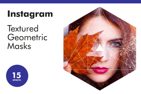 12个破损几何图形背景PSD分层模板 Instagram Textured Geometric Masks