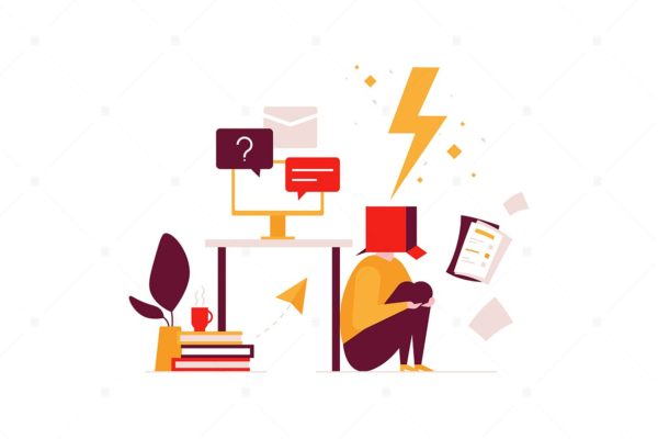 办公场景扁平化设计矢量插画 Job burnout – flat design style illustration缩略图 办公场景扁平化设计矢量插画 Job burnout – flat design style illustration
