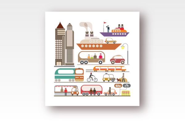 现代城市创意矢量插画设计素材 Modern City vector graphic illustration