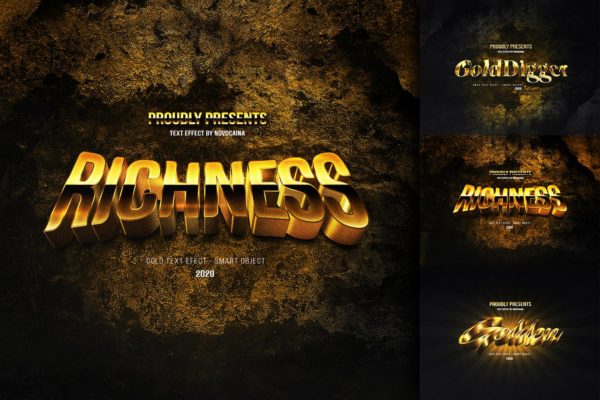 3D黄金立体字体样式PSD分层模板 Elegant Gold Text Effects
