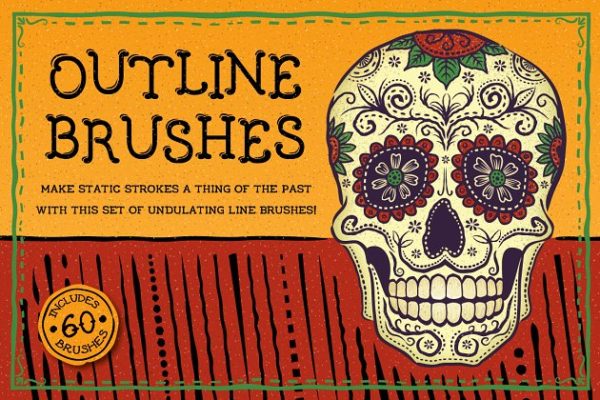 创意粗笔轮廓画笔笔刷 Outline Brushes