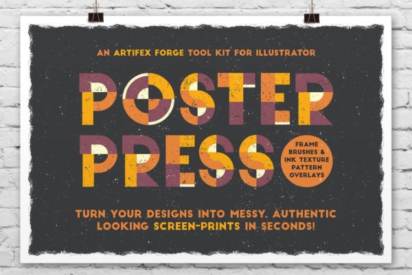 创意海报印刷效果AI笔刷 Poster Press – Screen-Print Creator