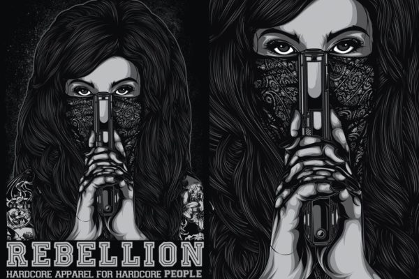 杀手女郎手绘印花图案设计素材 Rebellion缩略图 杀手女郎手绘印花图案设计素材 Rebellion