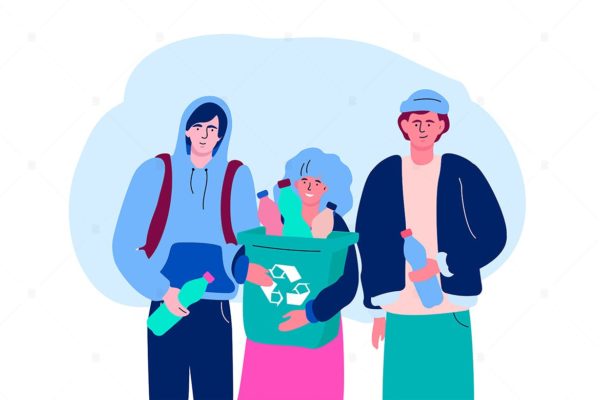 垃圾分类回收扁平设计风格矢量环保插画 Recycling – flat design style illustration缩略图 垃圾分类回收扁平设计风格矢量环保插画 Recycling – flat design style illustration