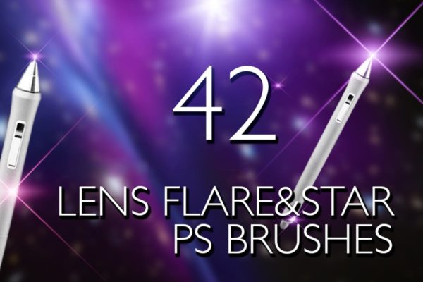镜头眩光＆星光效果PS笔刷 Lens Flare & Stars Photoshop Brushes