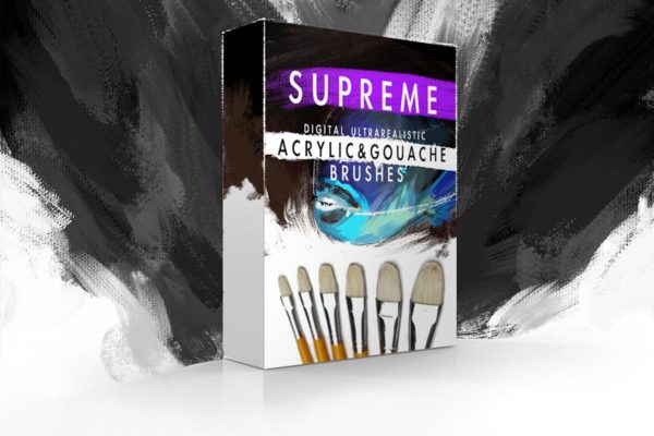 丙烯酸油画＆水彩数码绘画PS画笔笔刷 Supreme Acrylic & Gouache Photoshop Brushes