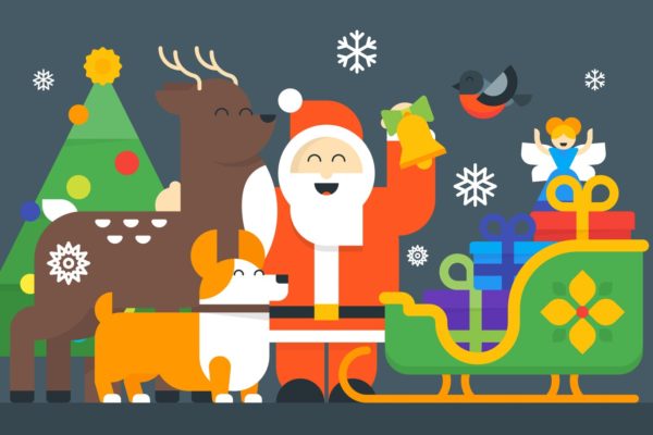 圣诞节&新年庆祝主题矢量插画素材 Christmas & New Year Illustrations