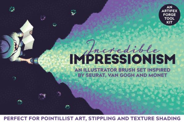令人难以置信印象派点画绘画效果AI画笔笔刷 Incredible Impressionism | Brushes