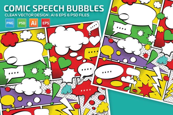 美式动漫对话泡泡框手绘图形设计素材 Comic Speech Bubbles Design缩略图 美式动漫对话泡泡框手绘图形设计素材 Comic Speech Bubbles Design