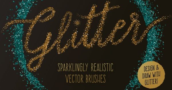 闪粉效果设计AI纹理肌理笔刷 Glitter Brushes