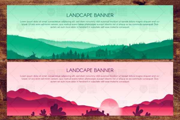 乡村郊外风景名胜全景矢量插画 Сountryside Scenic Panorama Illustrations