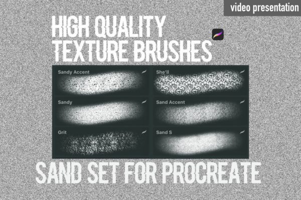 沙粒磨砂效果纹理Procreate笔刷 Procreate texture brushes.Sand