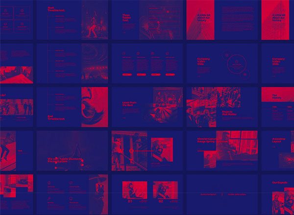 配色个性令人躁动的PPT模版套装下载[PPTX,KEY]