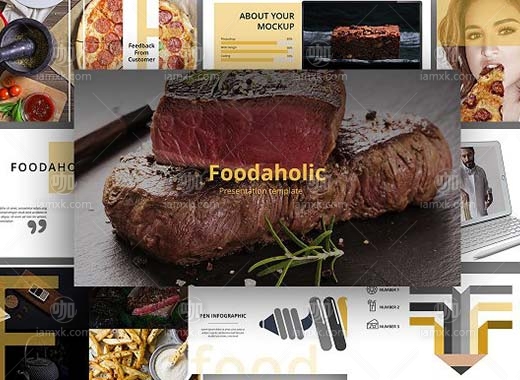 暖色系美食类ppt模板下载 foodaholic [key]