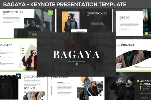 时尚服饰奢侈品牌适用Keynote幻灯片模板 Bagaya – Fashion Keynote Template