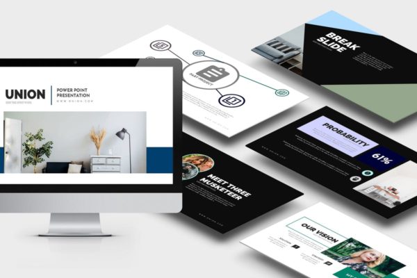 现代创意室内设计团队介绍Keynote幻灯片模板 Union : Pitch Deck Keynote Template