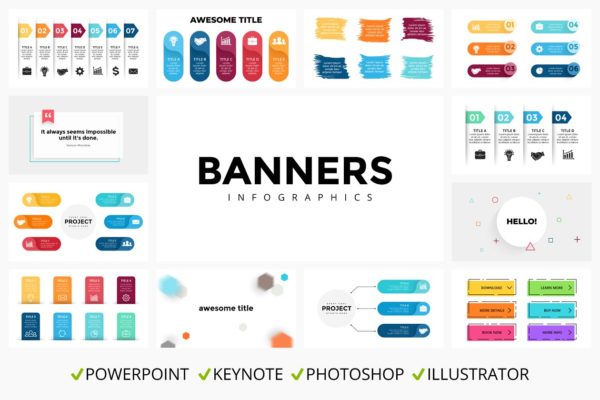 Banner图形信息图表幻灯片设计模板精选素材 Banners. Infographic templates.