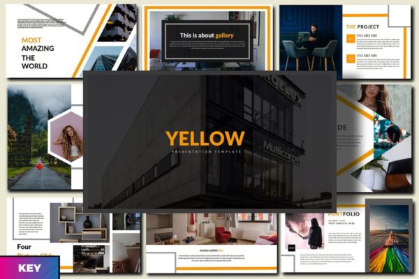 创意企业介绍/工作汇报Keynote幻灯片模板精选 Yellow – Innovative Keynote Template