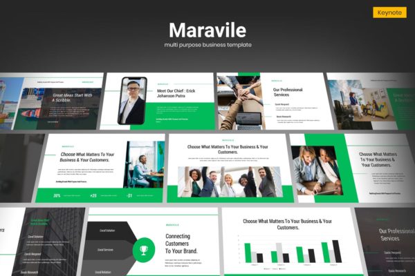 多用途经典企业商务主题Keynote幻灯片模板精选 Maravile – Multipurpose Business Keynote Template