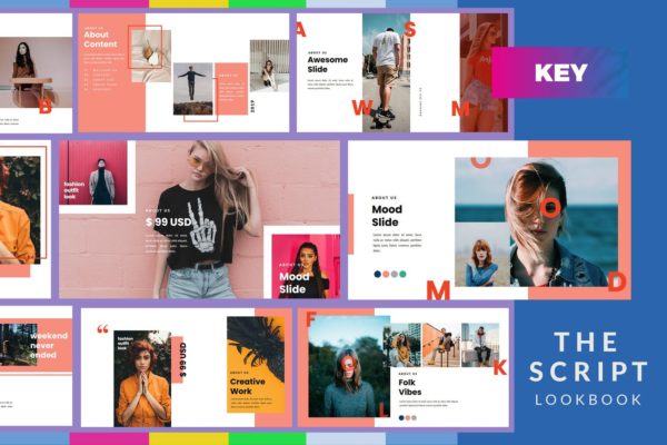 时尚产品目录Keynote演示文稿设计模板精选 The Script Lookbook – Keynote Template