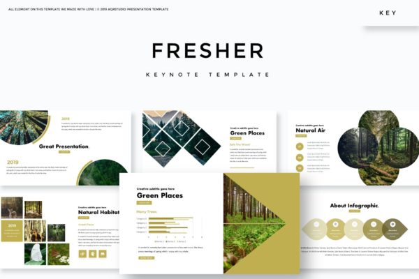 大自然主题项目规划Keynote演示文稿设计模板精选 Fresher – Keynote Template