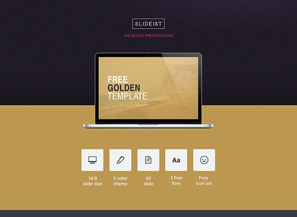 黄金配色免费PPT模板 GOLDEN Free Powerpoint Presentation [POTX]
