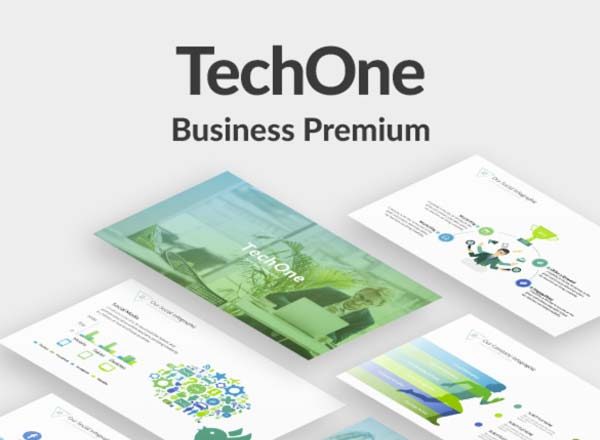 第一素材下午茶：典型的绿色科技公司项目高端PPT演示模板下载