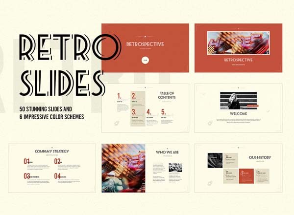 耳目一新的怀旧风格的高端PPT演示模板下载[key,pptx]