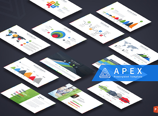 极简风格清爽的商务PPT模板–Apex