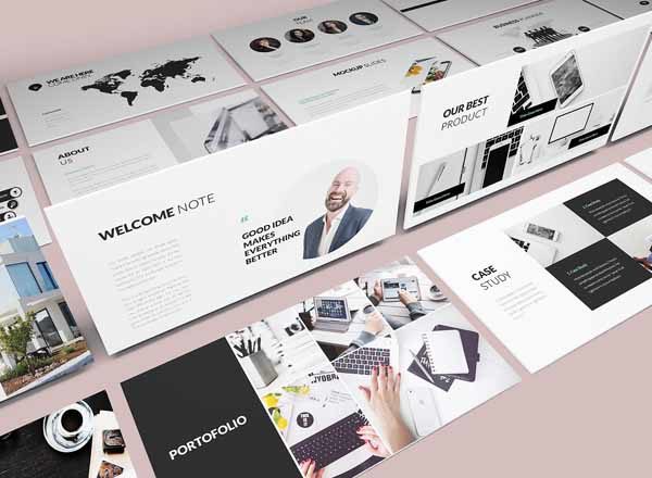 一套现代简约的企业高端PPT演示模板下载