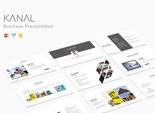 干净、极简的商务演示幻灯片PPT演示模板下载 Kanal Business Presentation[key,pptx]